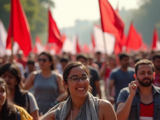 समाचार वर्ग की एक प्रमुख तस्वीर: शांतिपूर्ण विरोध प्रदर्शन में प्रदर्शनकारी